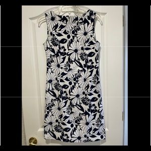 Connected Sleeveless Navy and White Dress